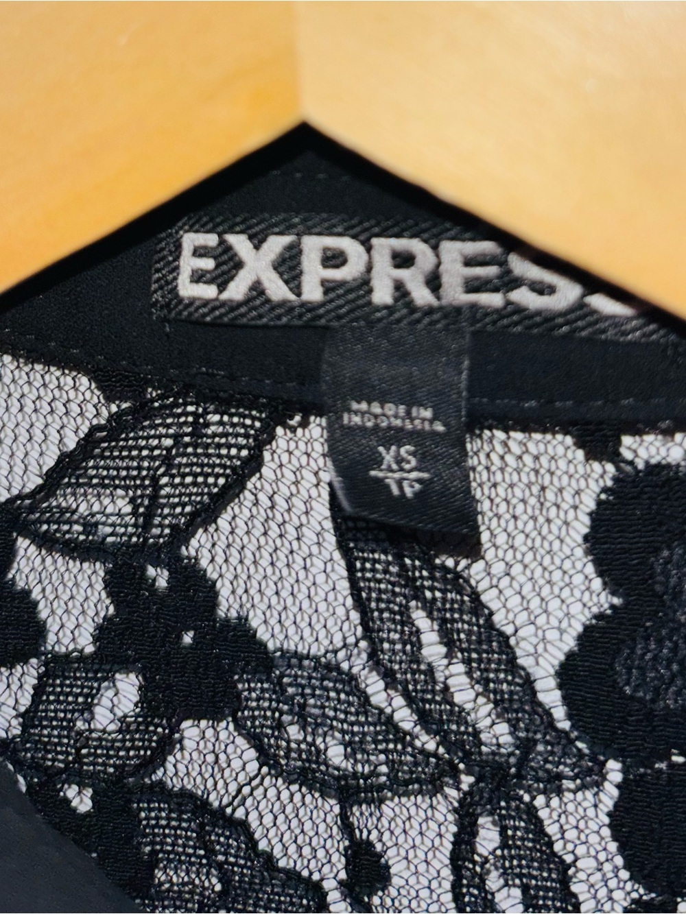 Express Black Lace & White Button-Down Blouse - Picture 3 of 3